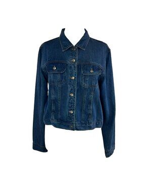 Natural Origins Sz LP Lyocell Blue Jean Denim Button Up Trucker Jacket USA Made